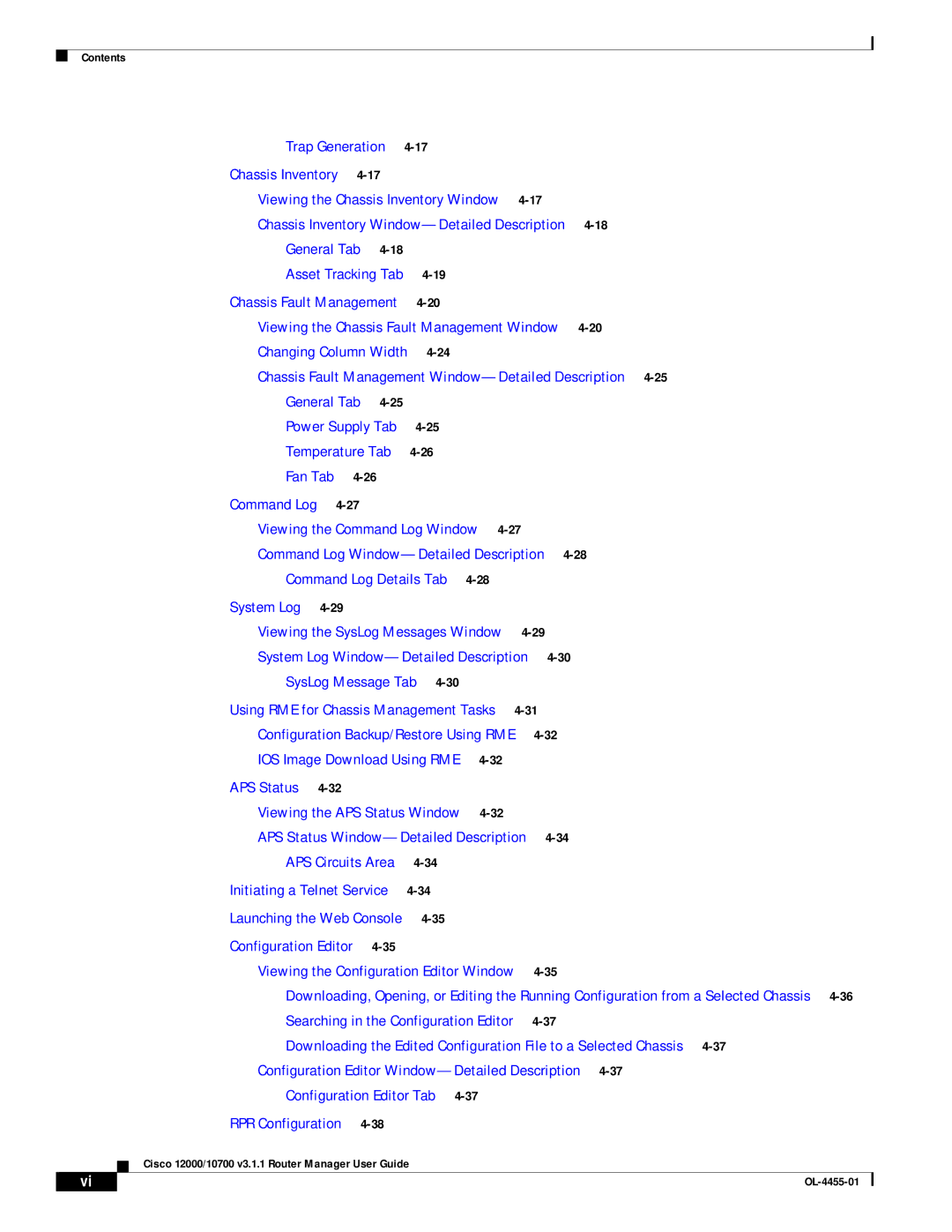 Cisco Systems 12000/10700 V3.1.1 manual Chassis Fault Management Window-Detailed Description 