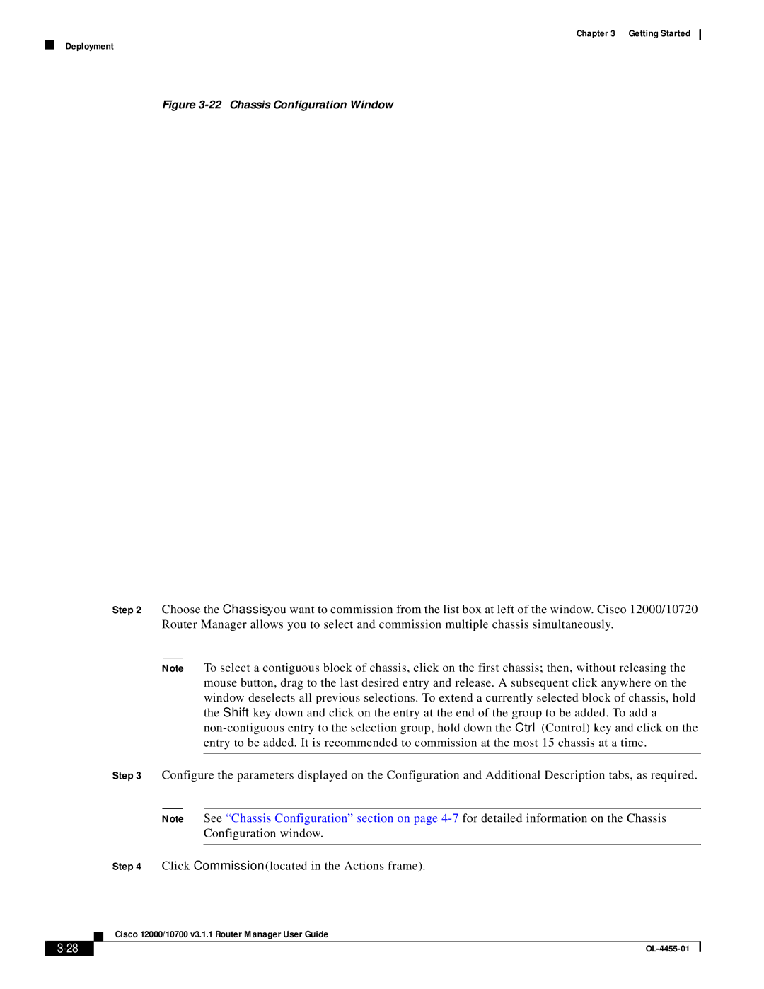 Cisco Systems 12000/10700 V3.1.1 manual Chassis Configuration Window 