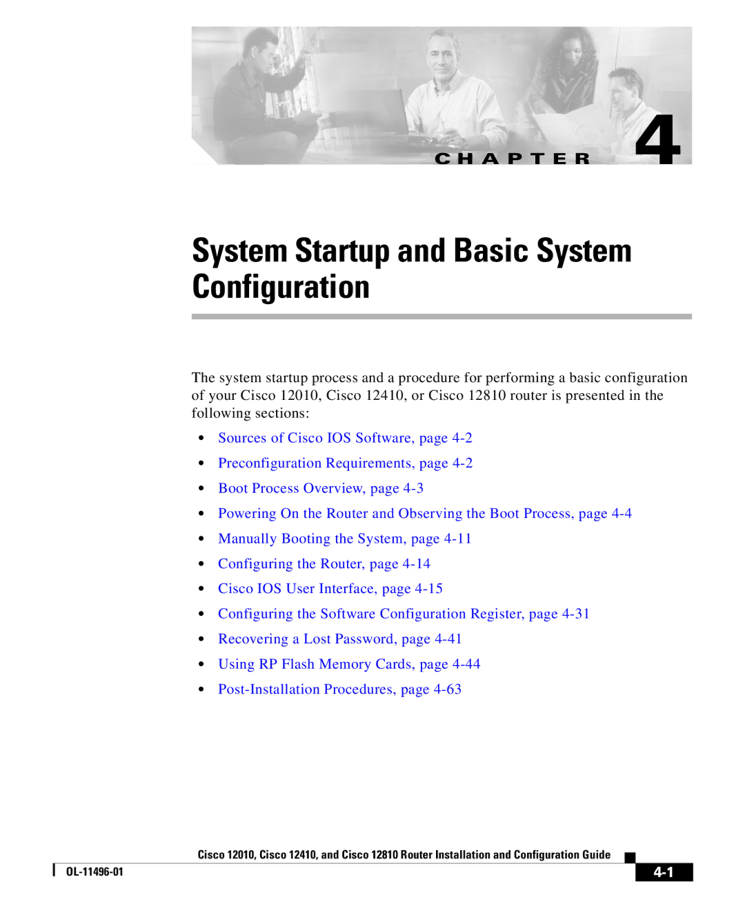 Cisco Systems 12810, 12010, 12410 manual System Startup and Basic System Configuration 