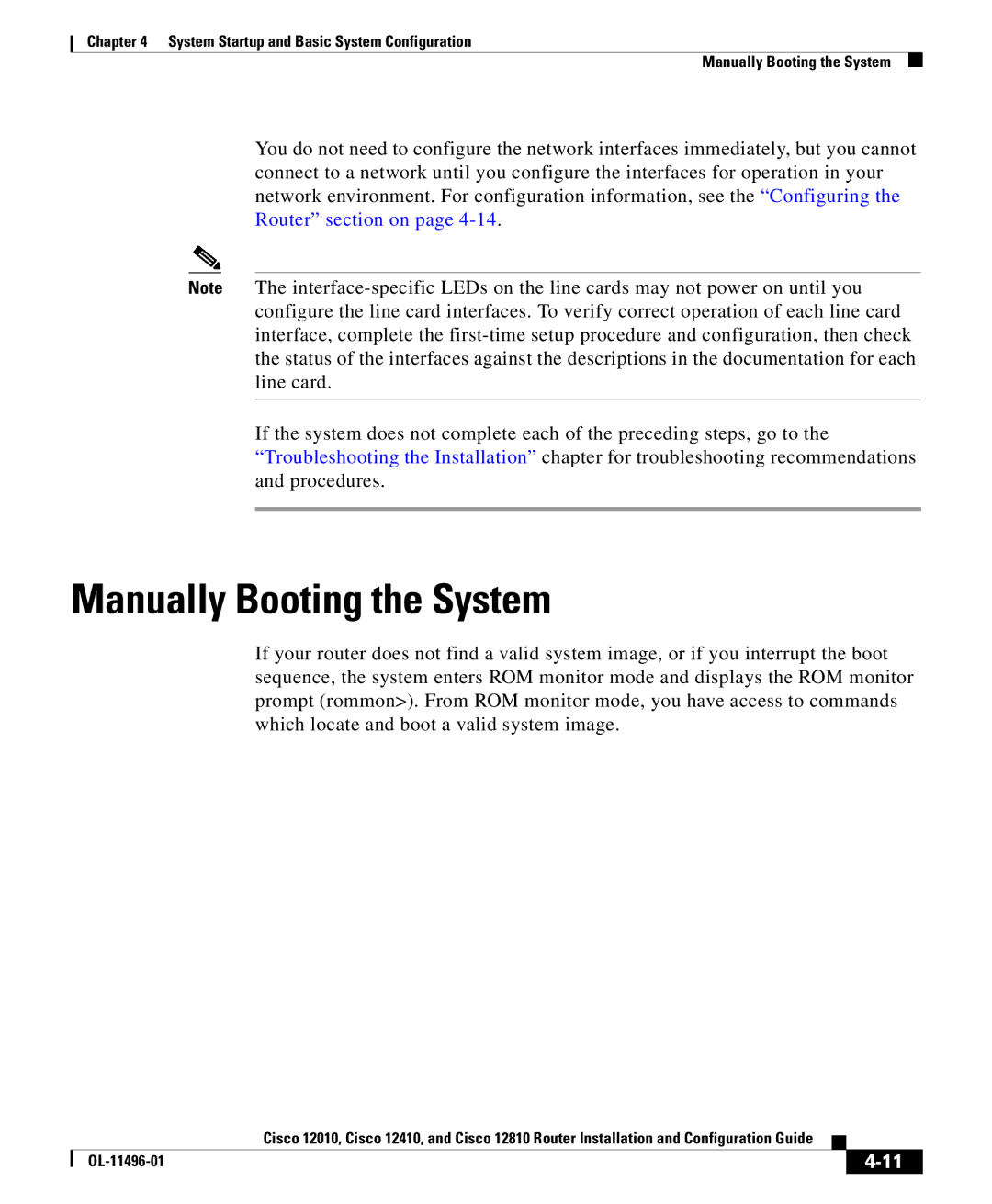 Cisco Systems 12410, 12010, 12810 manual Manually Booting the System 