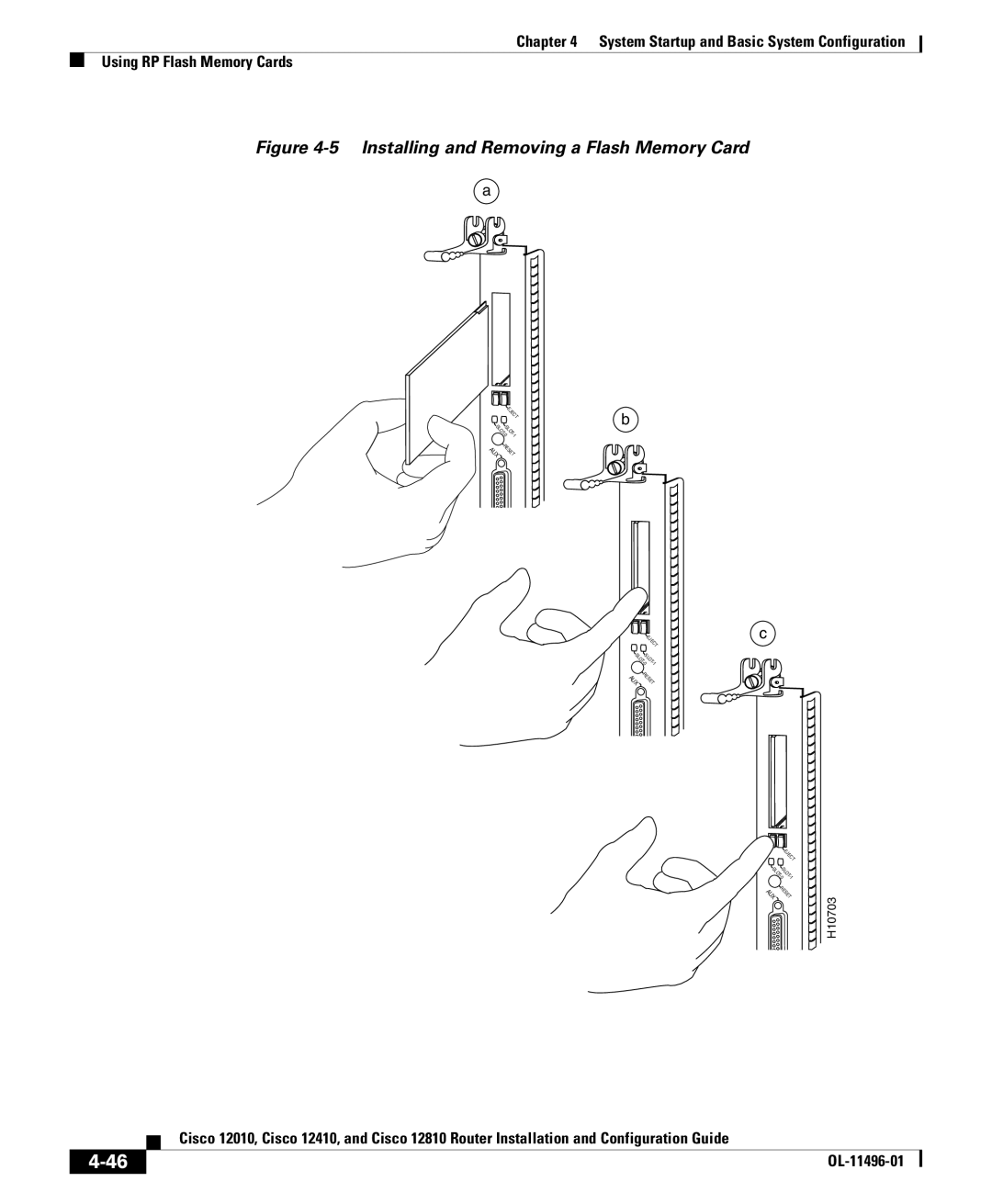 Cisco Systems 12810, 12010, 12410 manual Installing and Removing a Flash Memory Card 