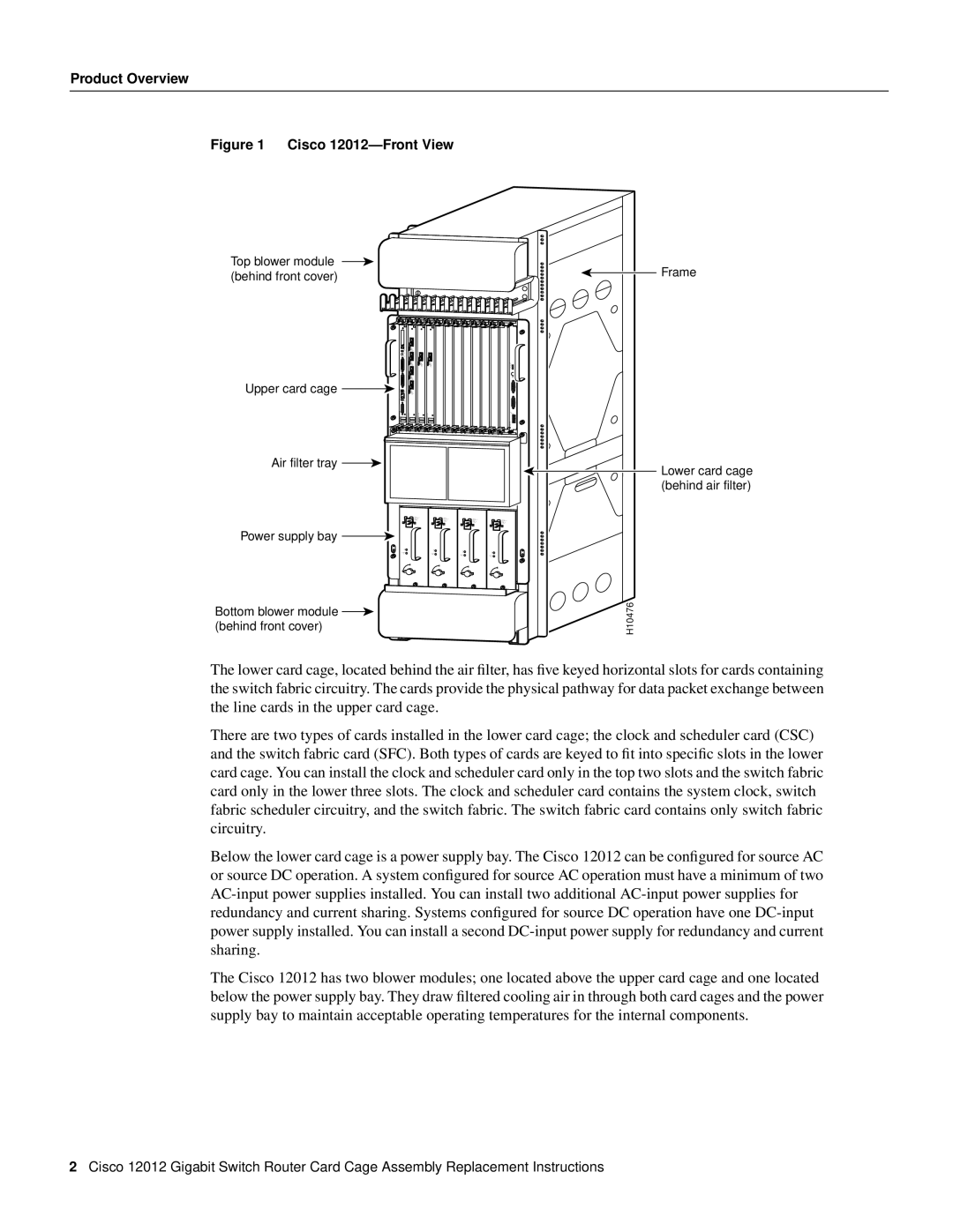 Cisco Systems manual Product Overview, Cisco 12012-Front View, Top blower module, Frame, behind front cover 