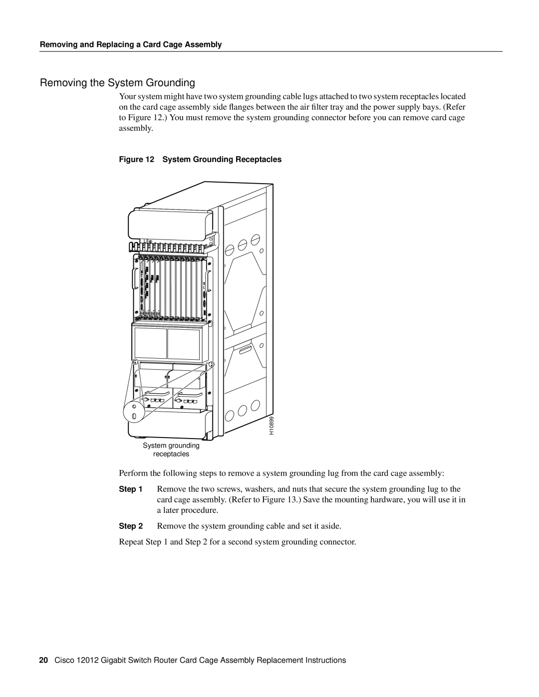 Cisco Systems 12012 manual Removing the System Grounding 