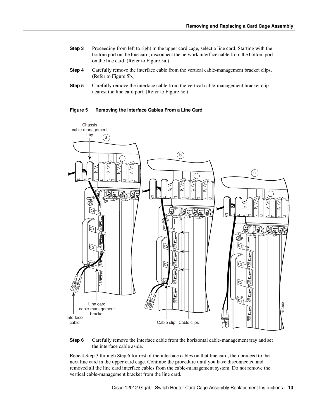 Cisco Systems 12012 manual Removing the Interface Cables From a Line Card 