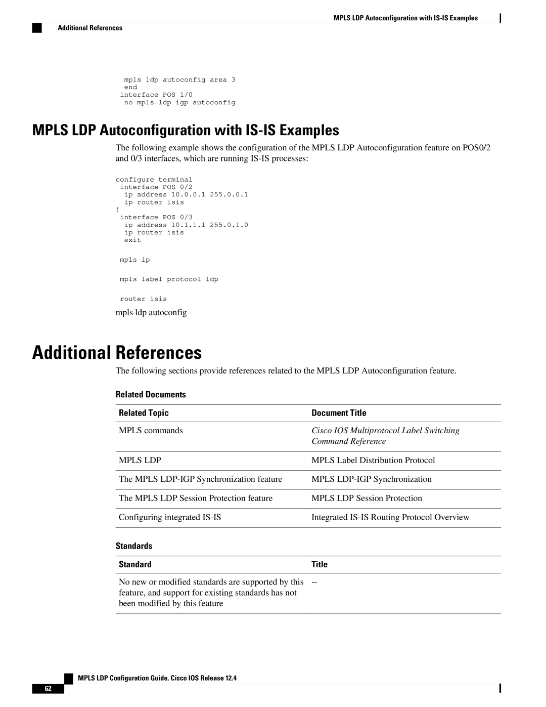 Cisco Systems 12.4 manual Mpls LDP Autoconfiguration with IS-IS Examples, Command Reference 