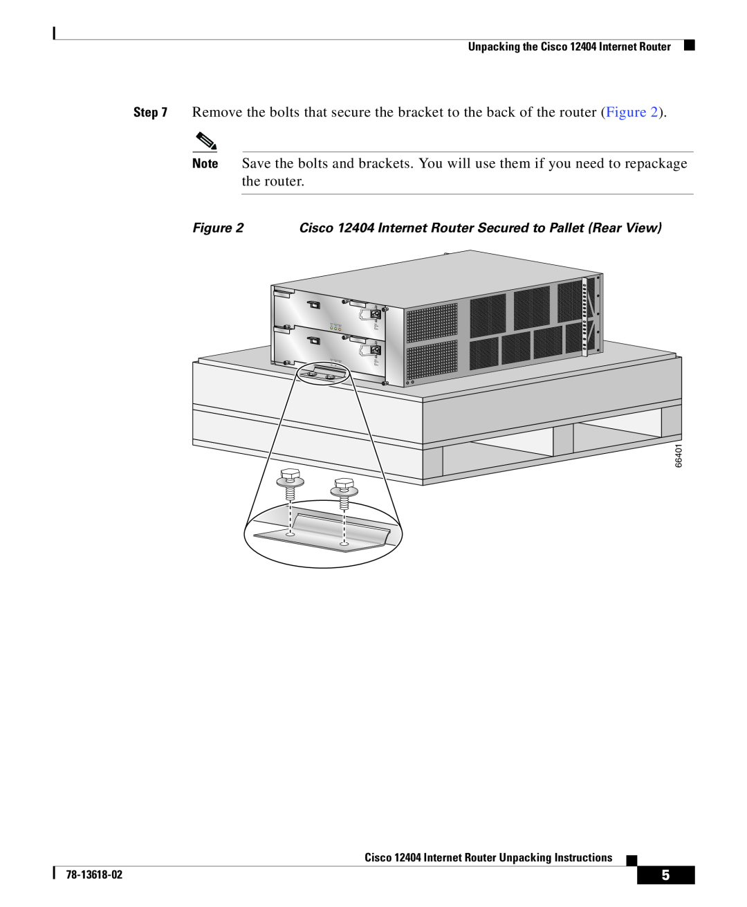 Cisco Systems manual Cisco 12404 Internet Router Secured to Pallet Rear View 