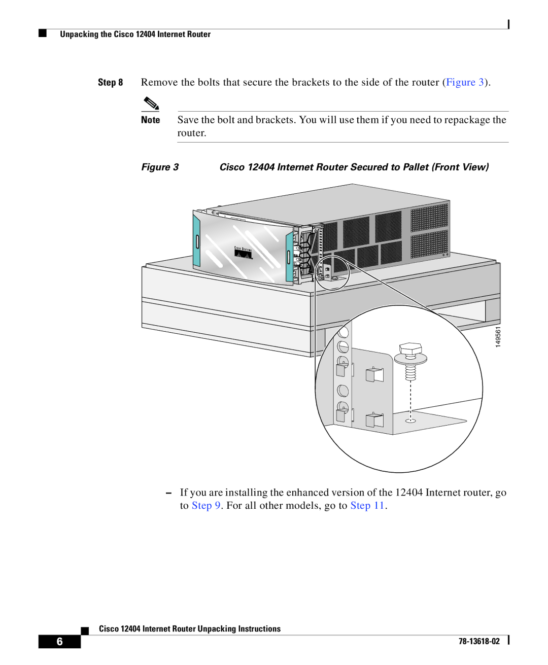 Cisco Systems manual Cisco 12404 Internet Router Secured to Pallet Front View 