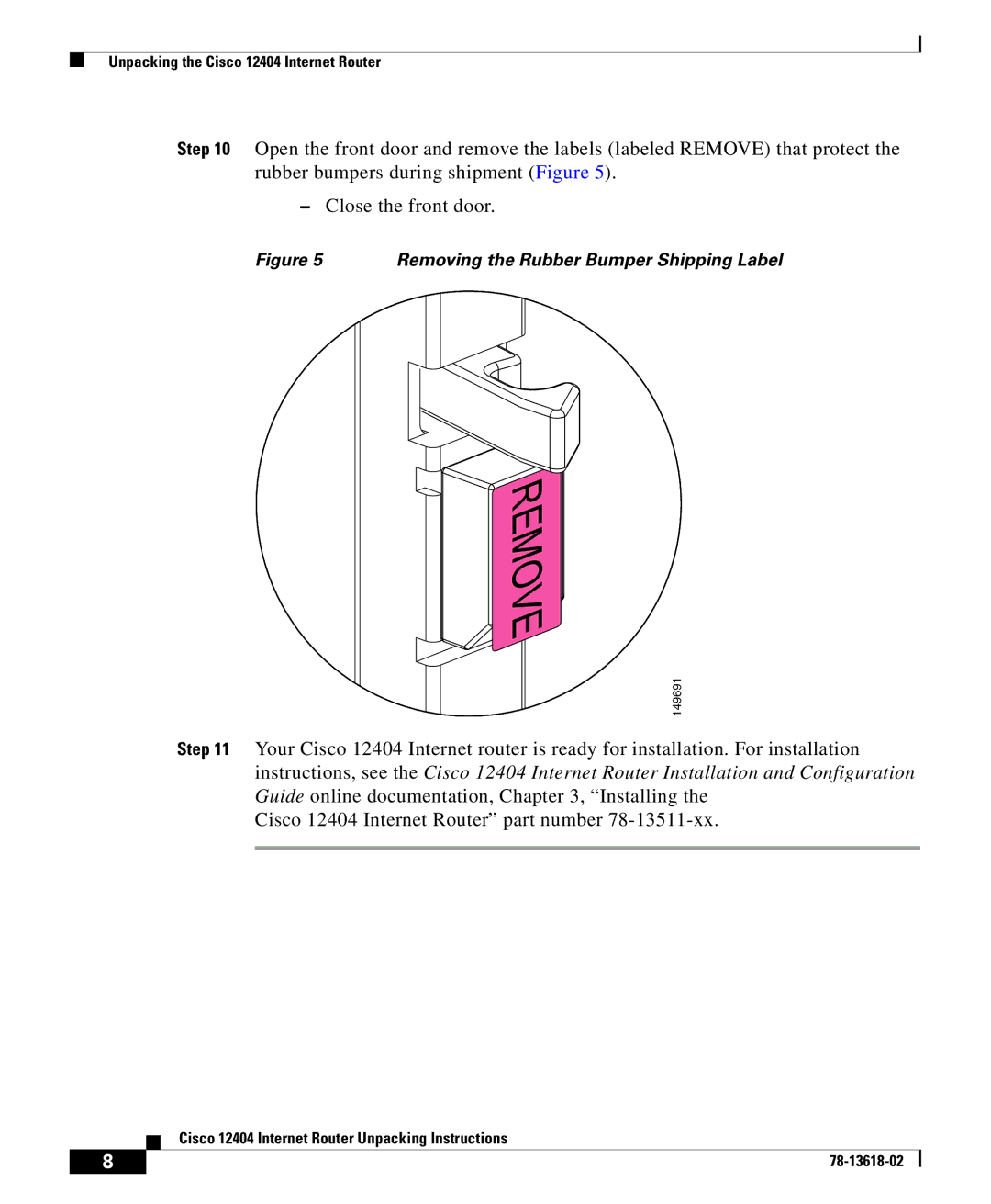 Cisco Systems 12404 manual Remove 