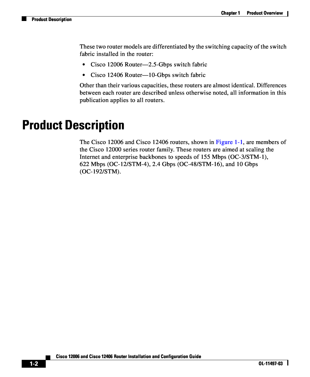 Cisco Systems 12406 series, 12006 series manual Product Description 
