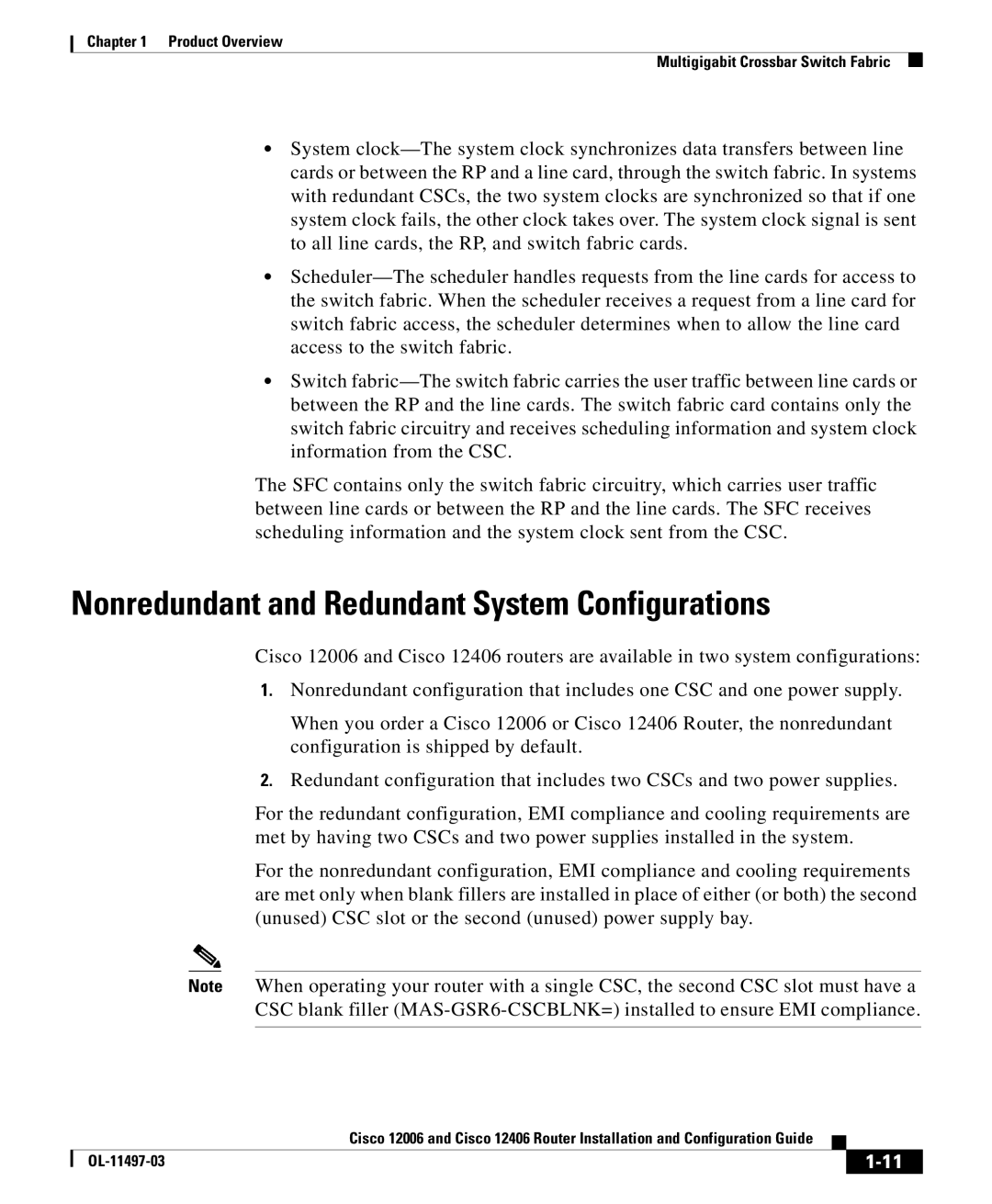 Cisco Systems 12006 series, 12406 series manual Nonredundant and Redundant System Configurations 