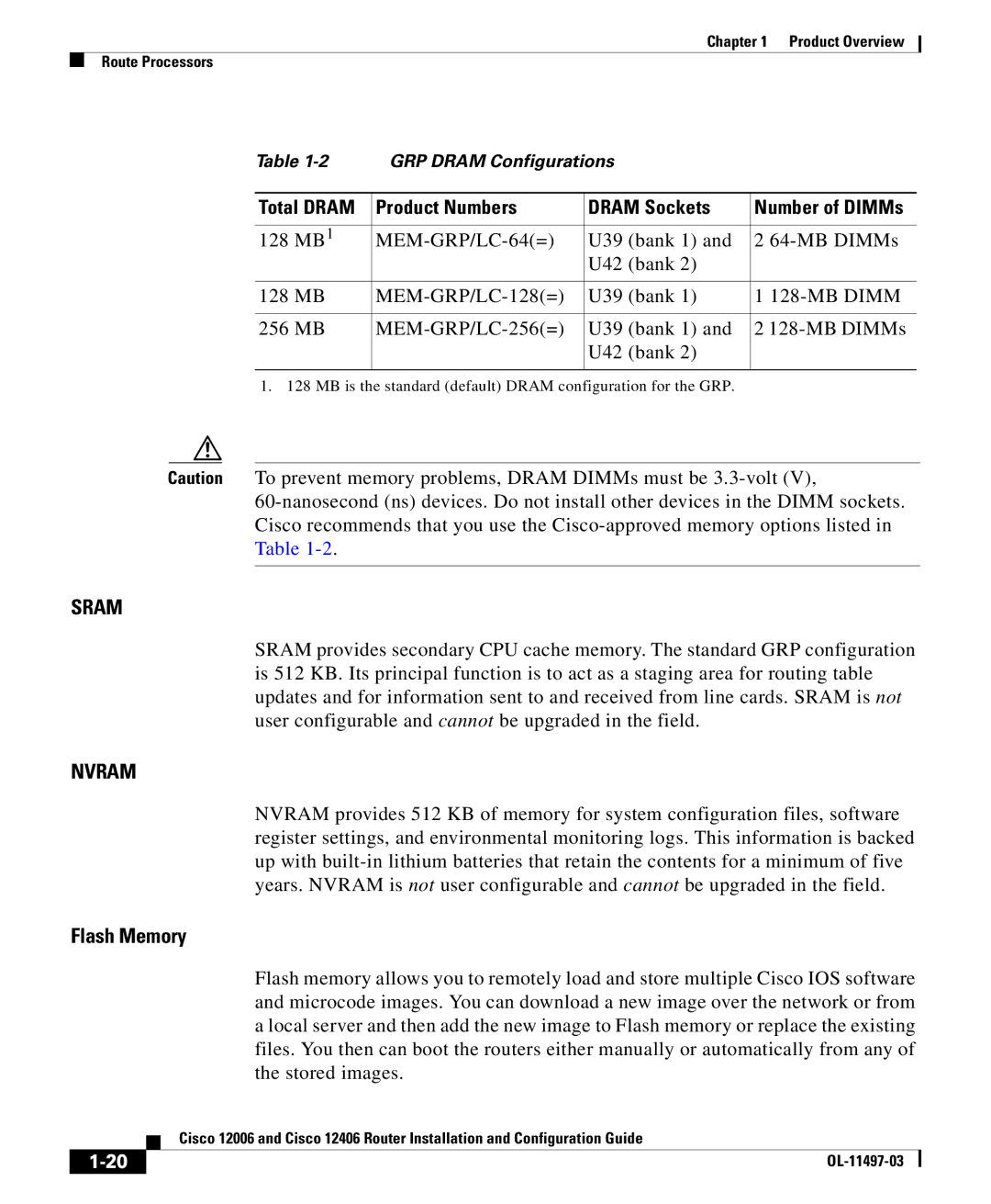 Cisco Systems 12406 series, 12006 series manual Sram 