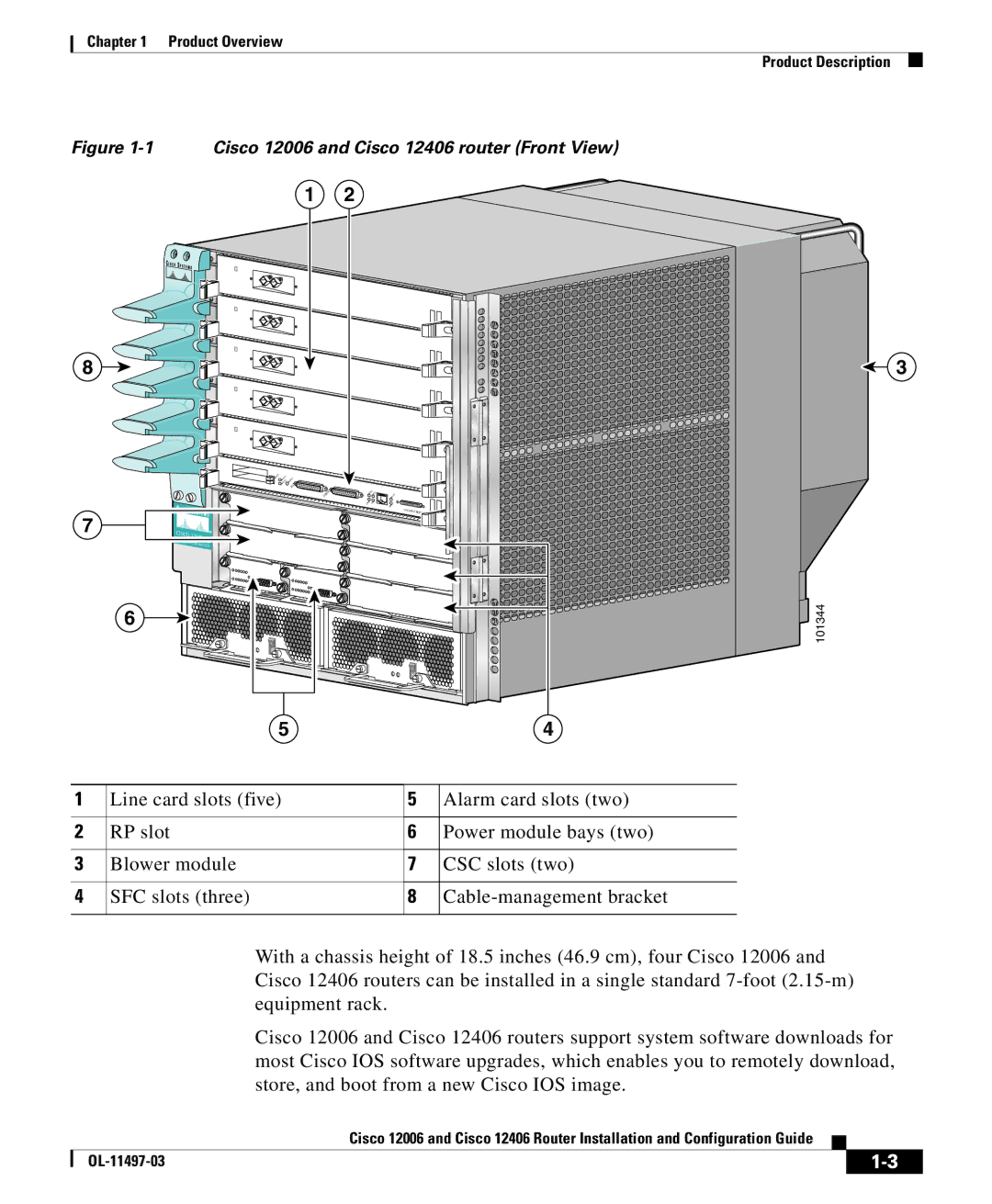 Cisco Systems 12006 series, 12406 series manual Cisco 12006 and Cisco 12406 router Front View 