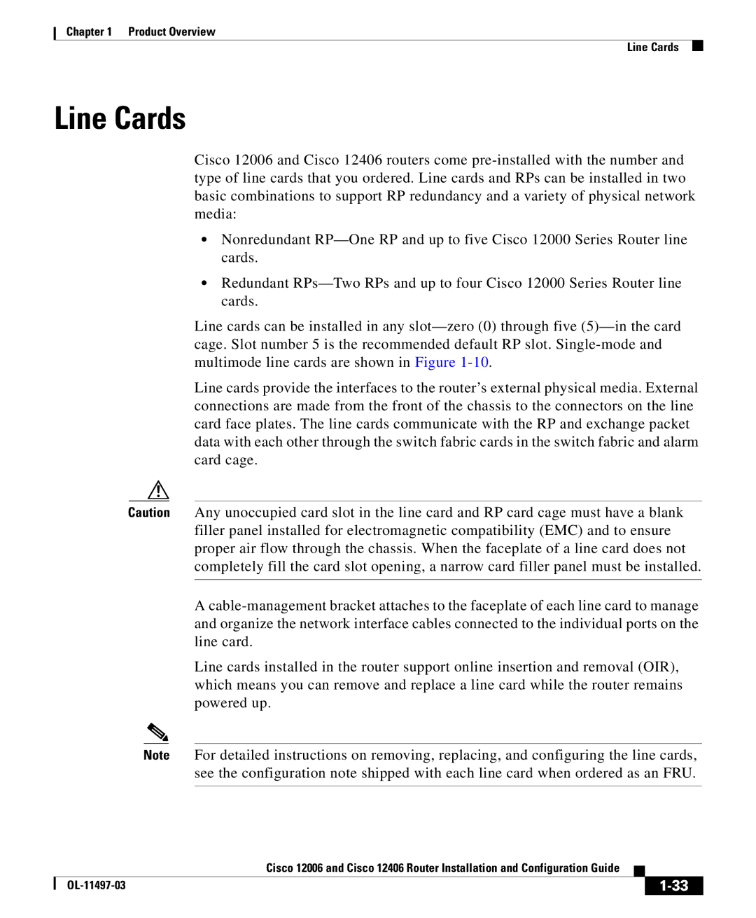 Cisco Systems 12006 series, 12406 series manual Line Cards 