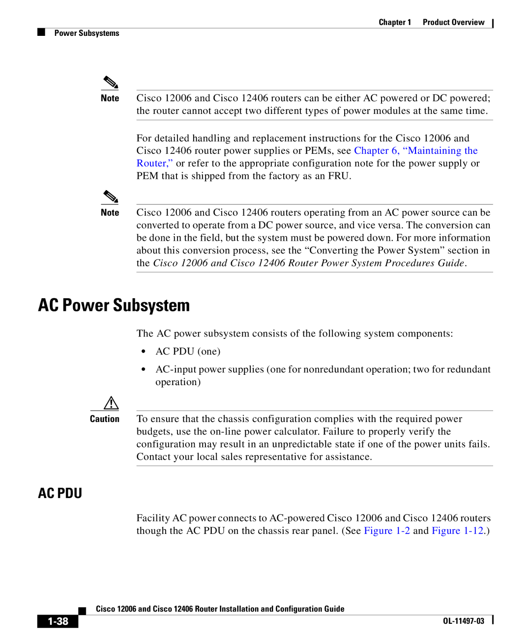 Cisco Systems 12406 series, 12006 series manual AC Power Subsystem, Ac Pdu 