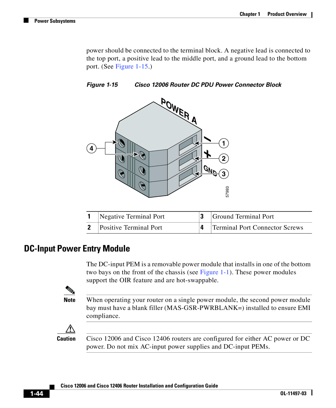 Cisco Systems 12406 series, 12006 series manual Power a, DC-Input Power Entry Module 