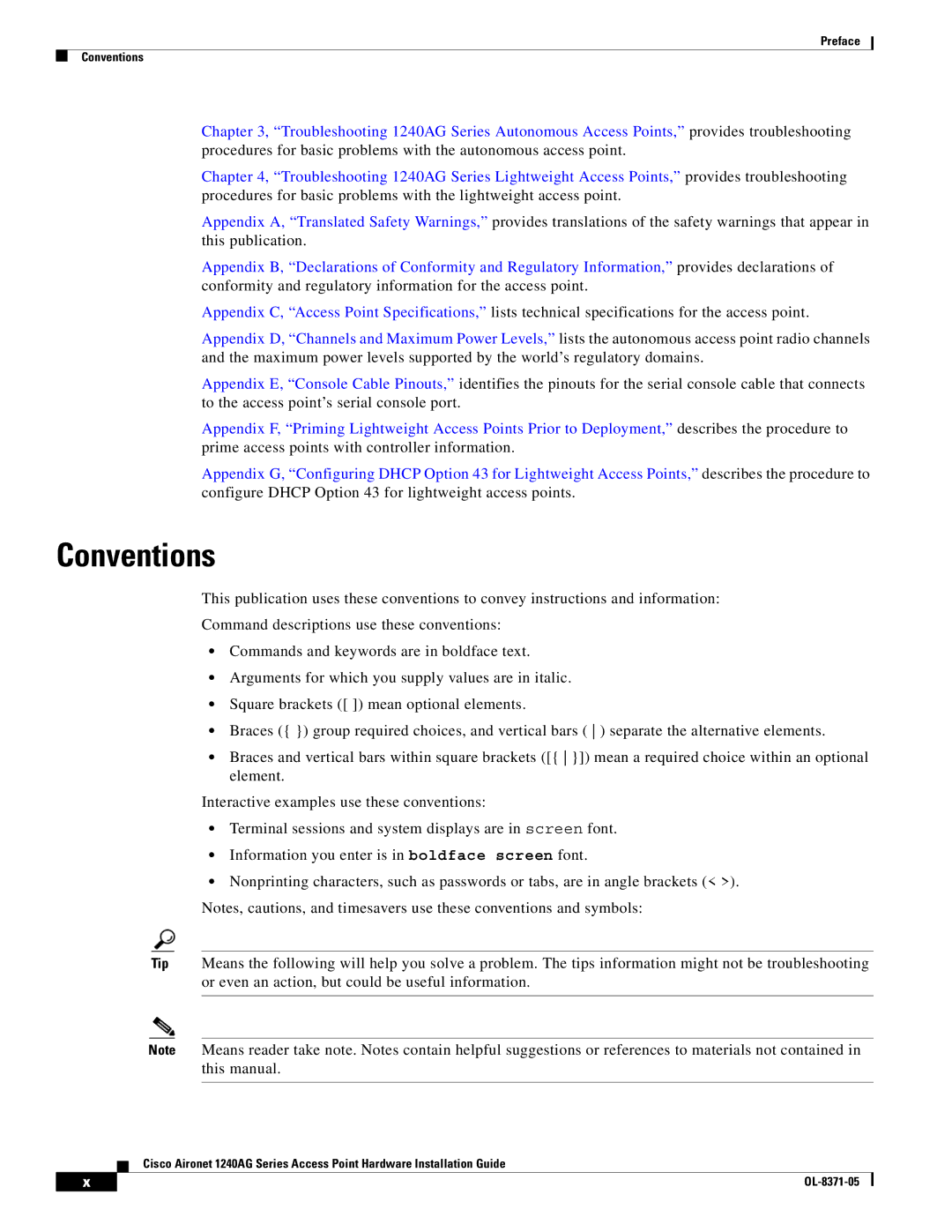 Cisco Systems 1240AG manual Conventions 