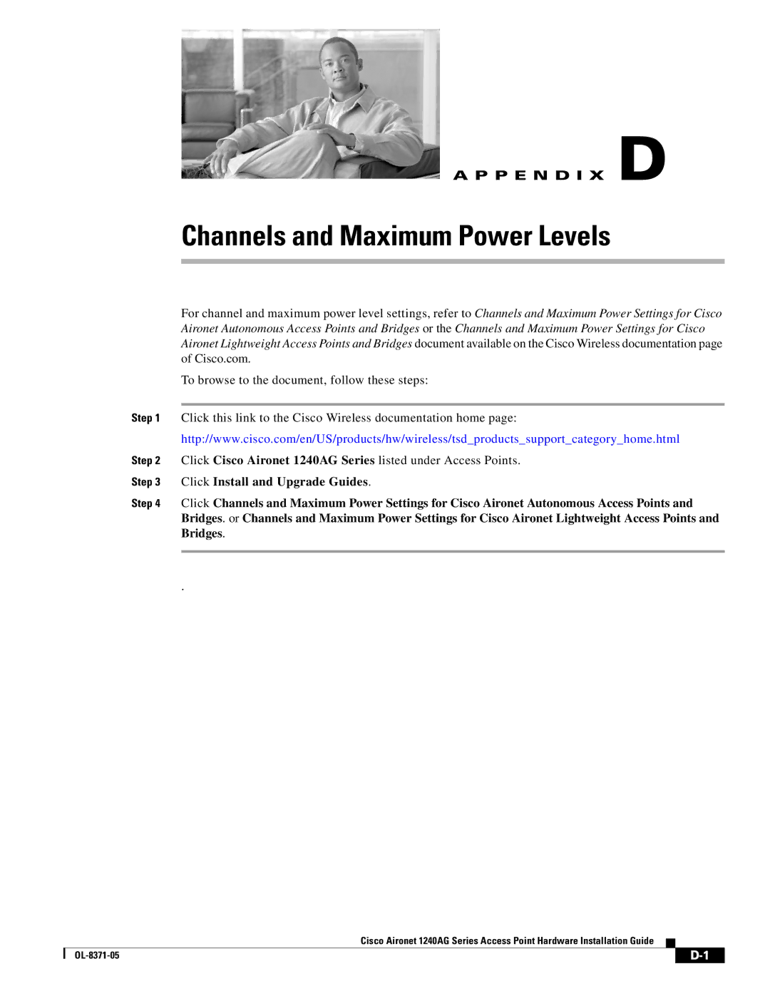 Cisco Systems 1240AG manual Channels and Maximum Power Levels 