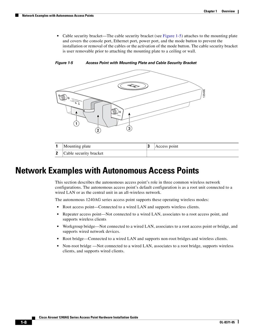 Cisco Systems 1240AG manual Network Examples with Autonomous Access Points 