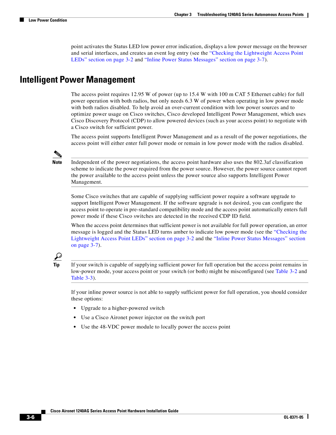 Cisco Systems 1240AG manual Intelligent Power Management 