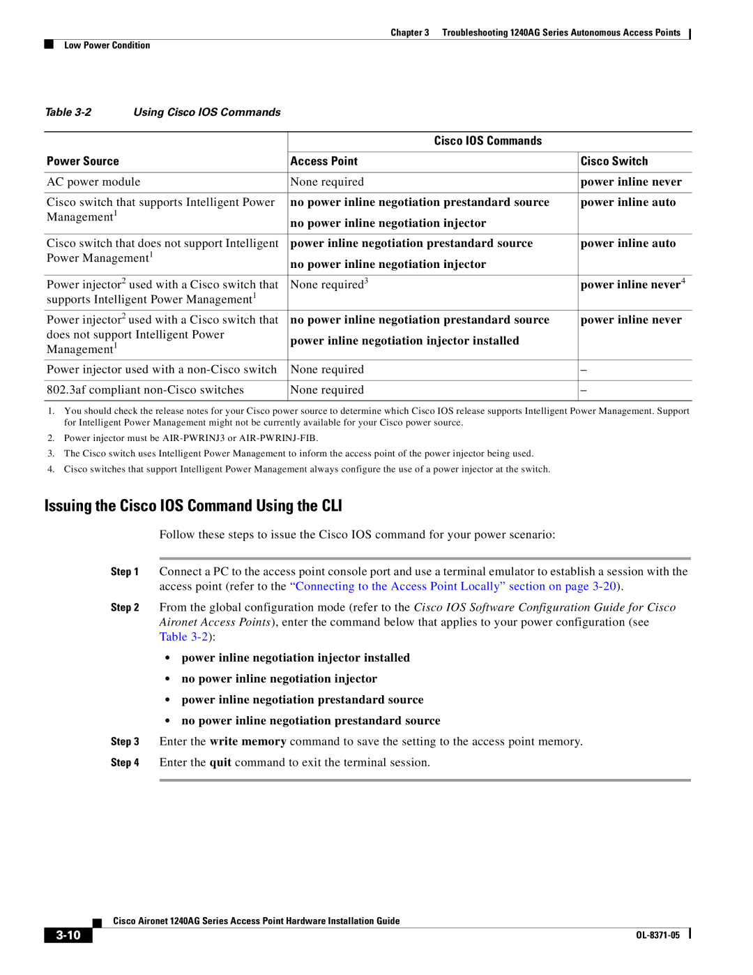 Cisco Systems 1240AG manual Issuing the Cisco IOS Command Using the CLI 