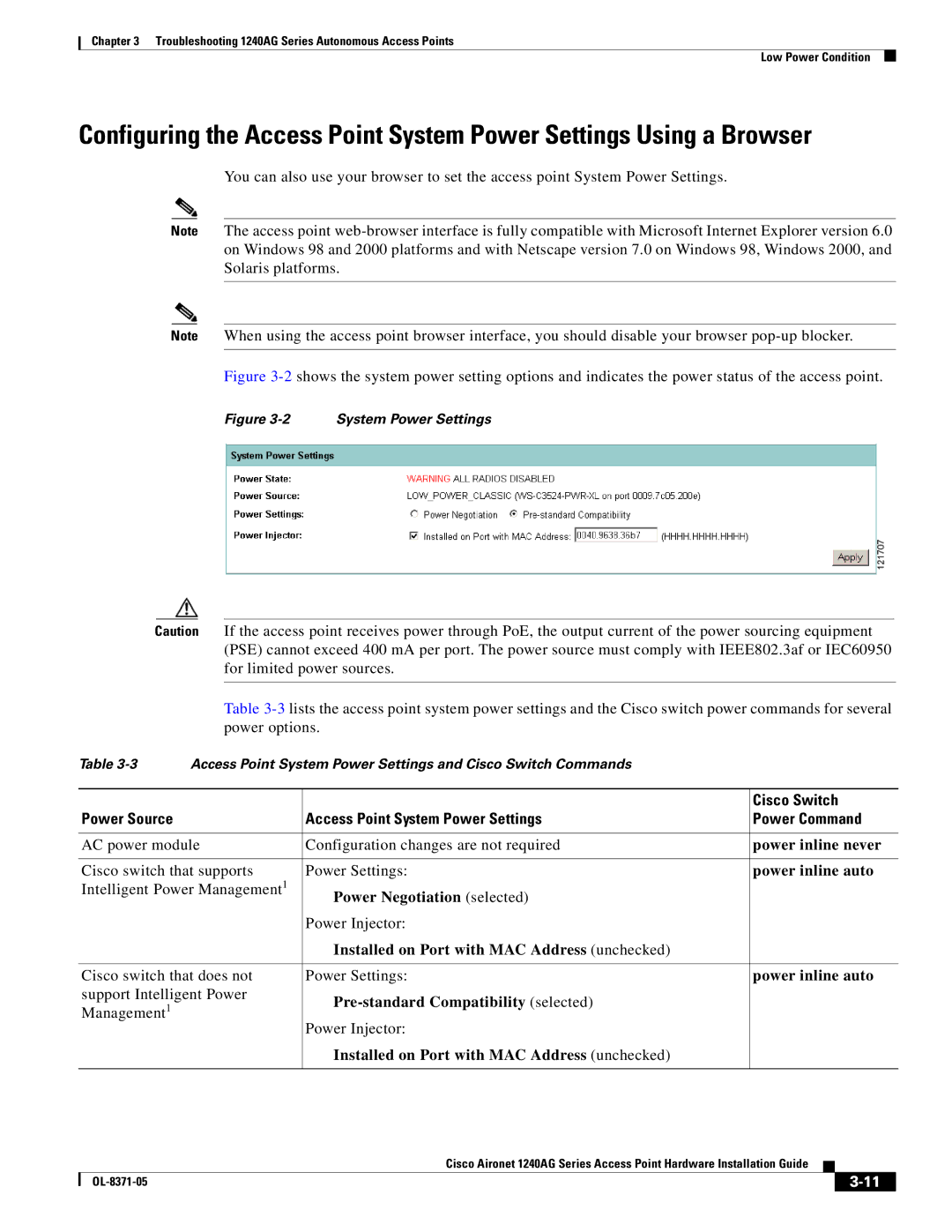 Cisco Systems 1240AG manual Power Negotiation selected 