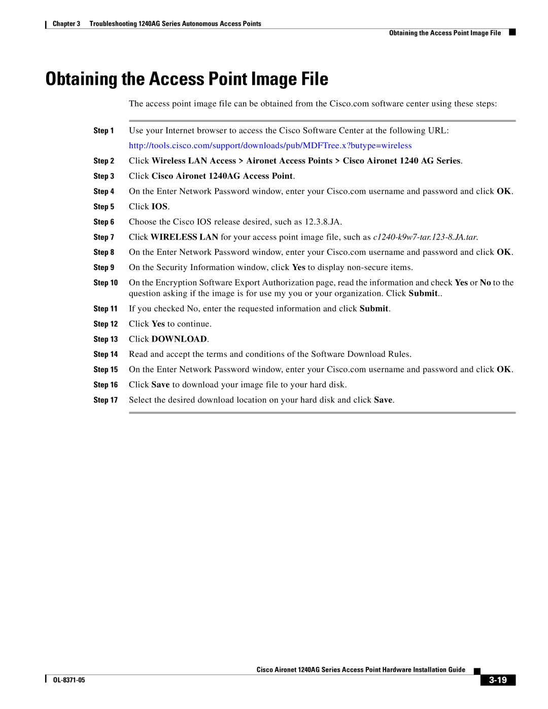 Cisco Systems 1240AG manual Obtaining the Access Point Image File 