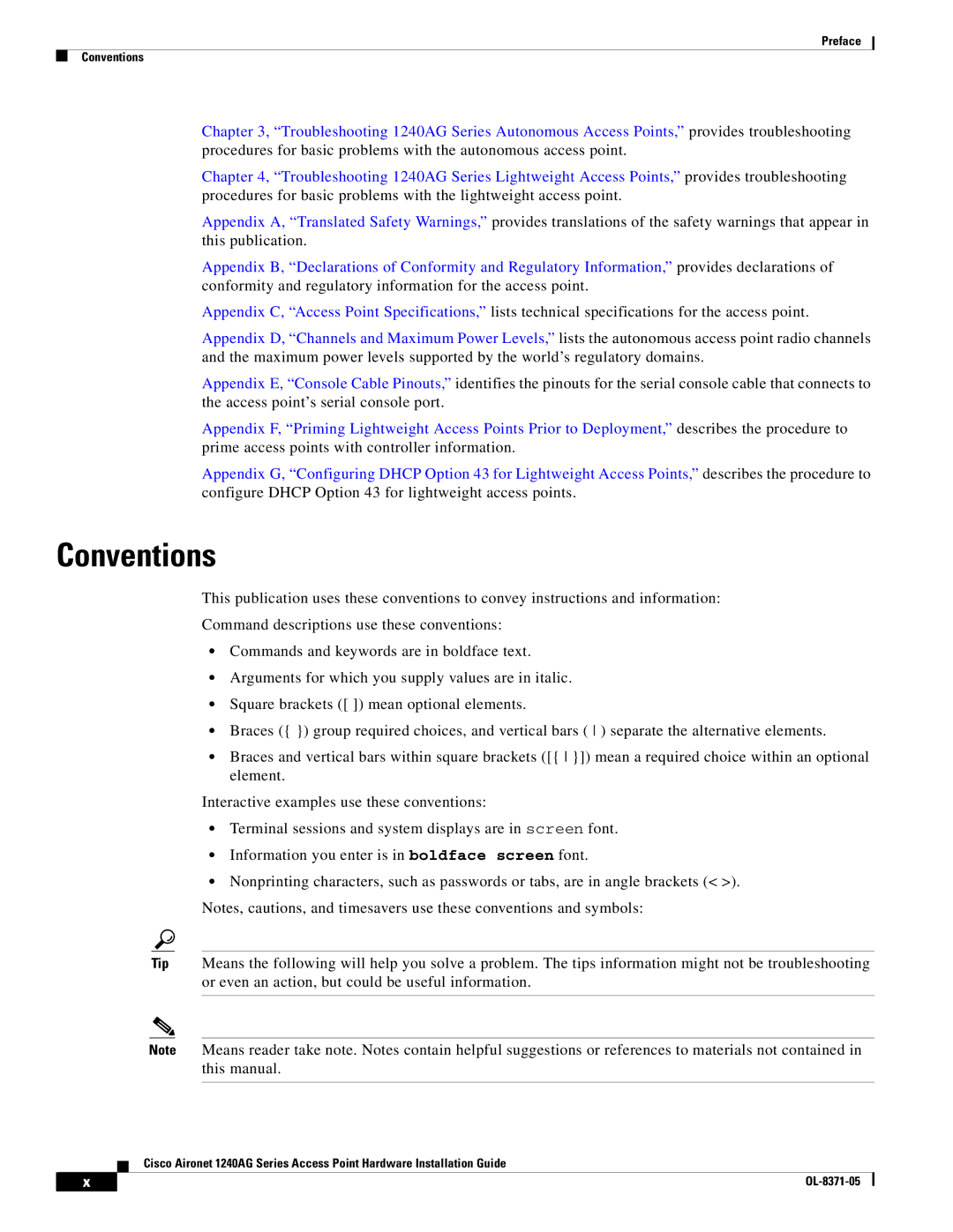 Cisco Systems 1240AG manual Conventions 