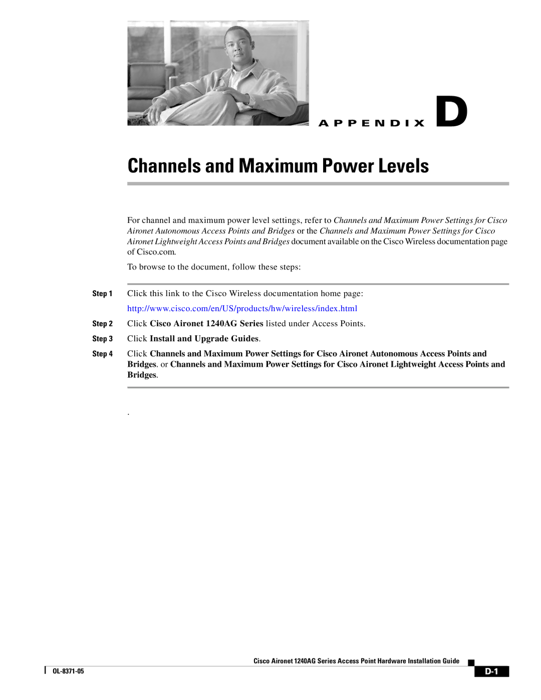 Cisco Systems 1240AG manual Channels and Maximum Power Levels 