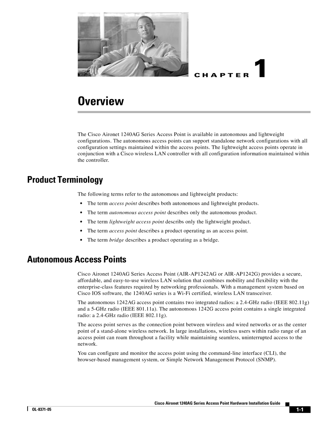 Cisco Systems 1240AG manual Overview, Product Terminology, Autonomous Access Points 