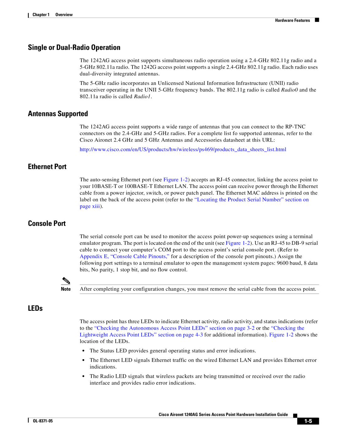 Cisco Systems 1240AG manual Single or Dual-Radio Operation 