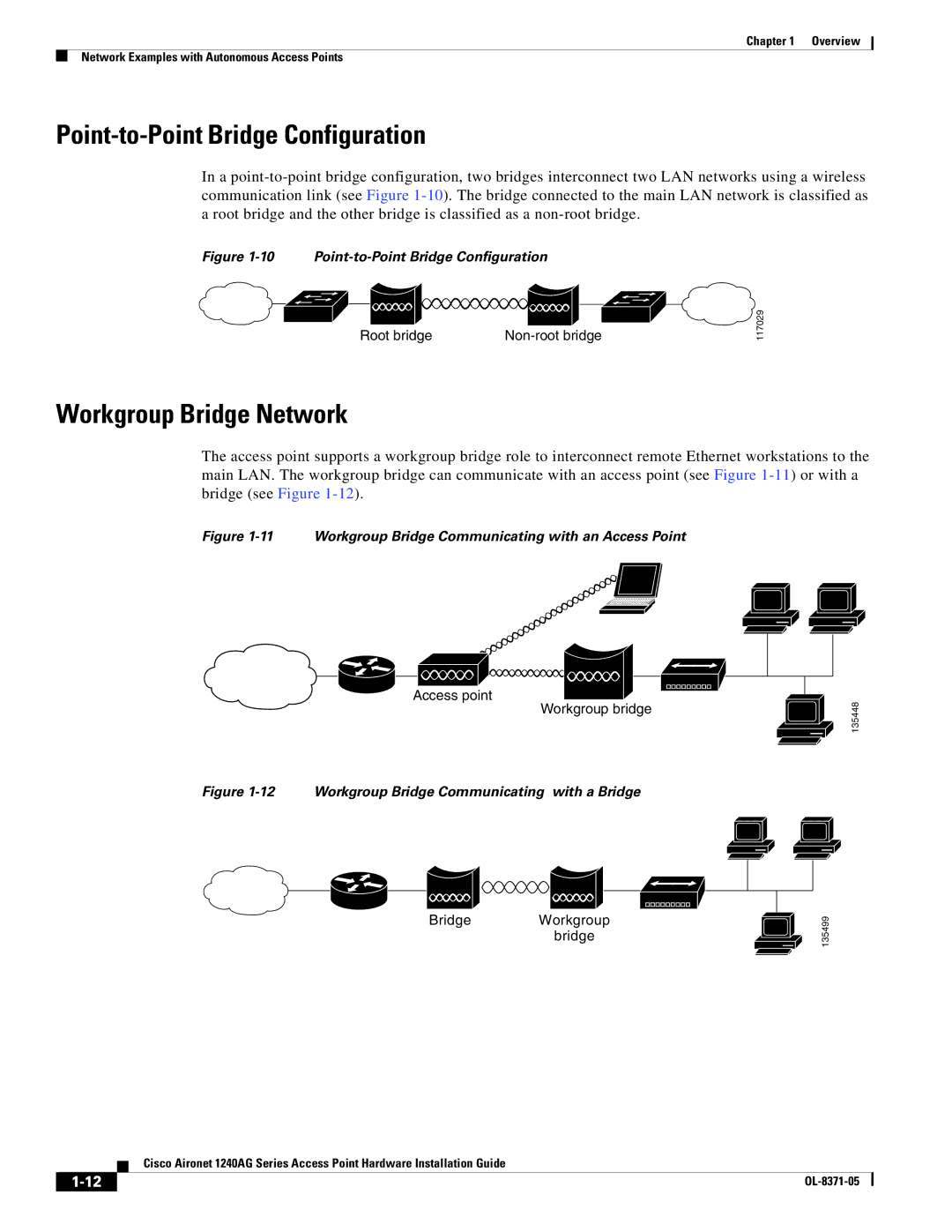 Cisco Systems 1240AG manual Point-to-Point Bridge Configuration, Workgroup Bridge Network 