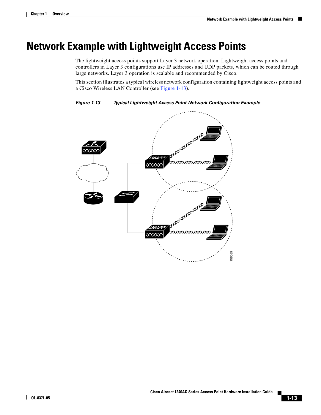 Cisco Systems 1240AG manual Network Example with Lightweight Access Points 