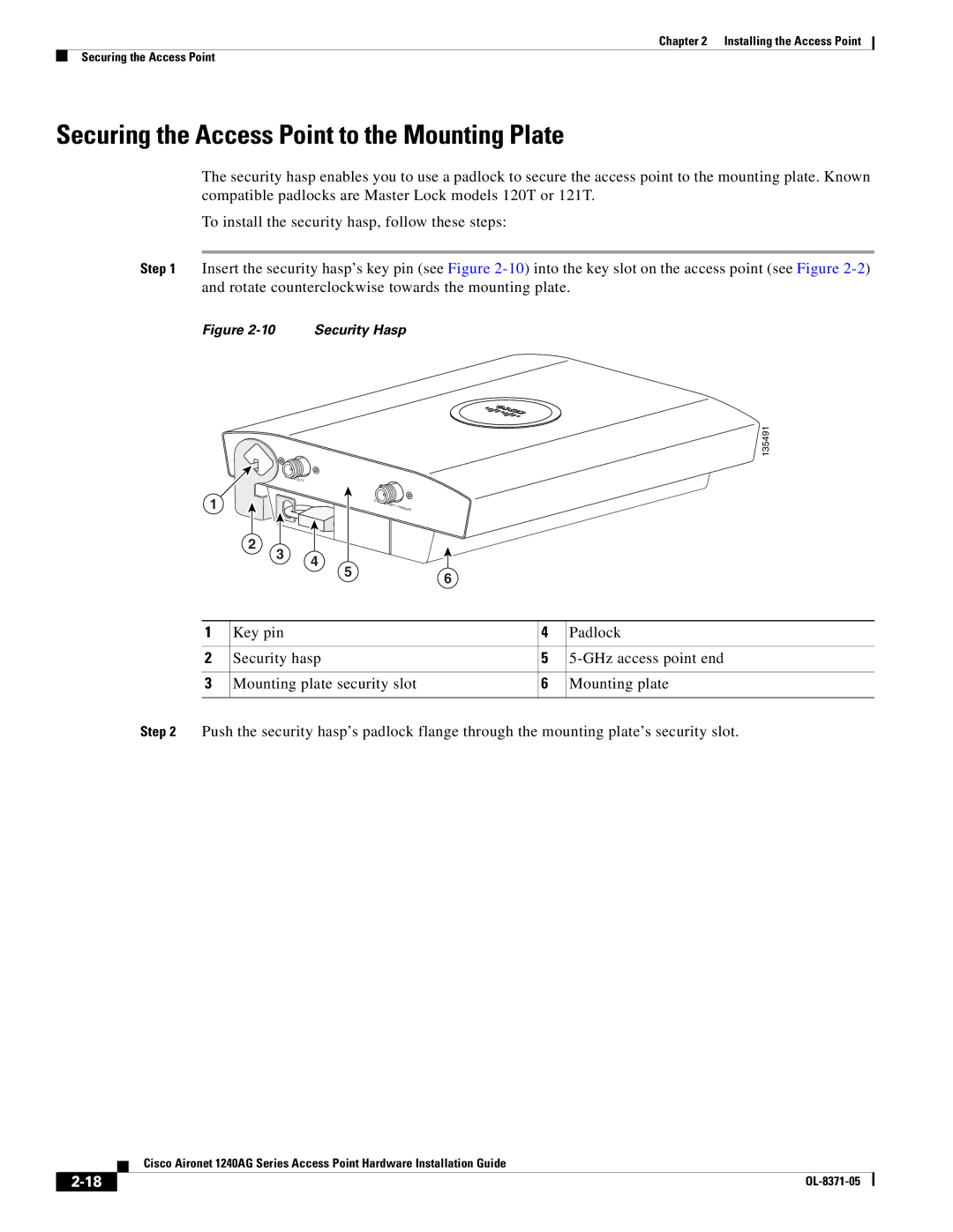 Cisco Systems 1240AG manual Securing the Access Point to the Mounting Plate 