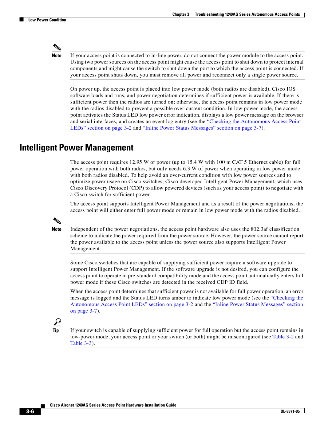 Cisco Systems 1240AG manual Intelligent Power Management 