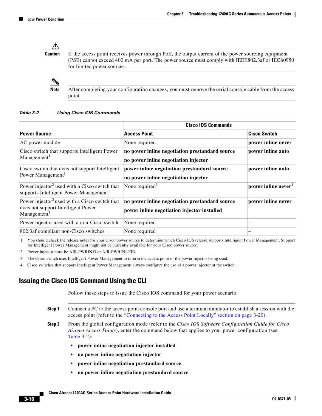 Cisco Systems 1240AG manual Issuing the Cisco IOS Command Using the CLI 