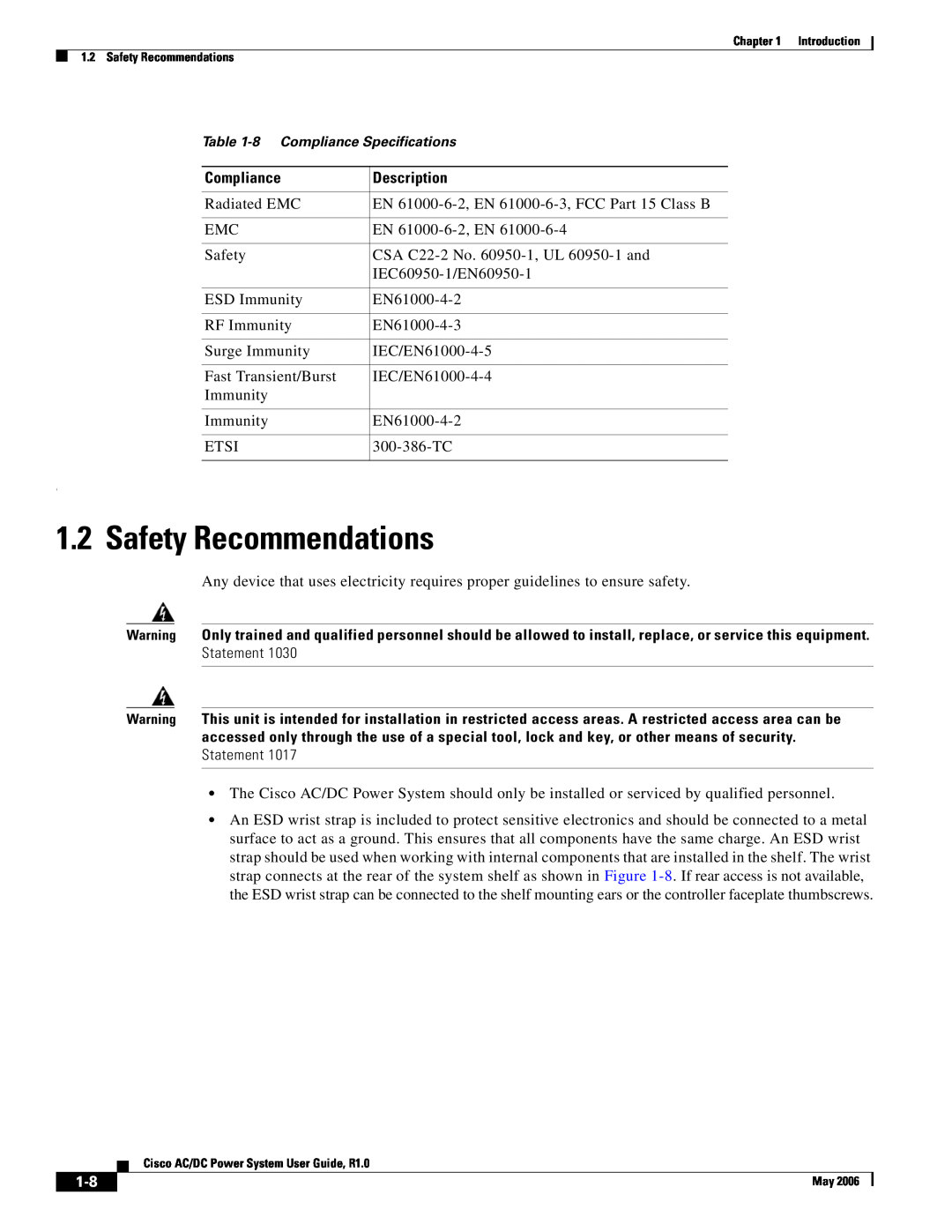 Cisco Systems 124792, 124778, 159330 manual Safety Recommendations, Statement 