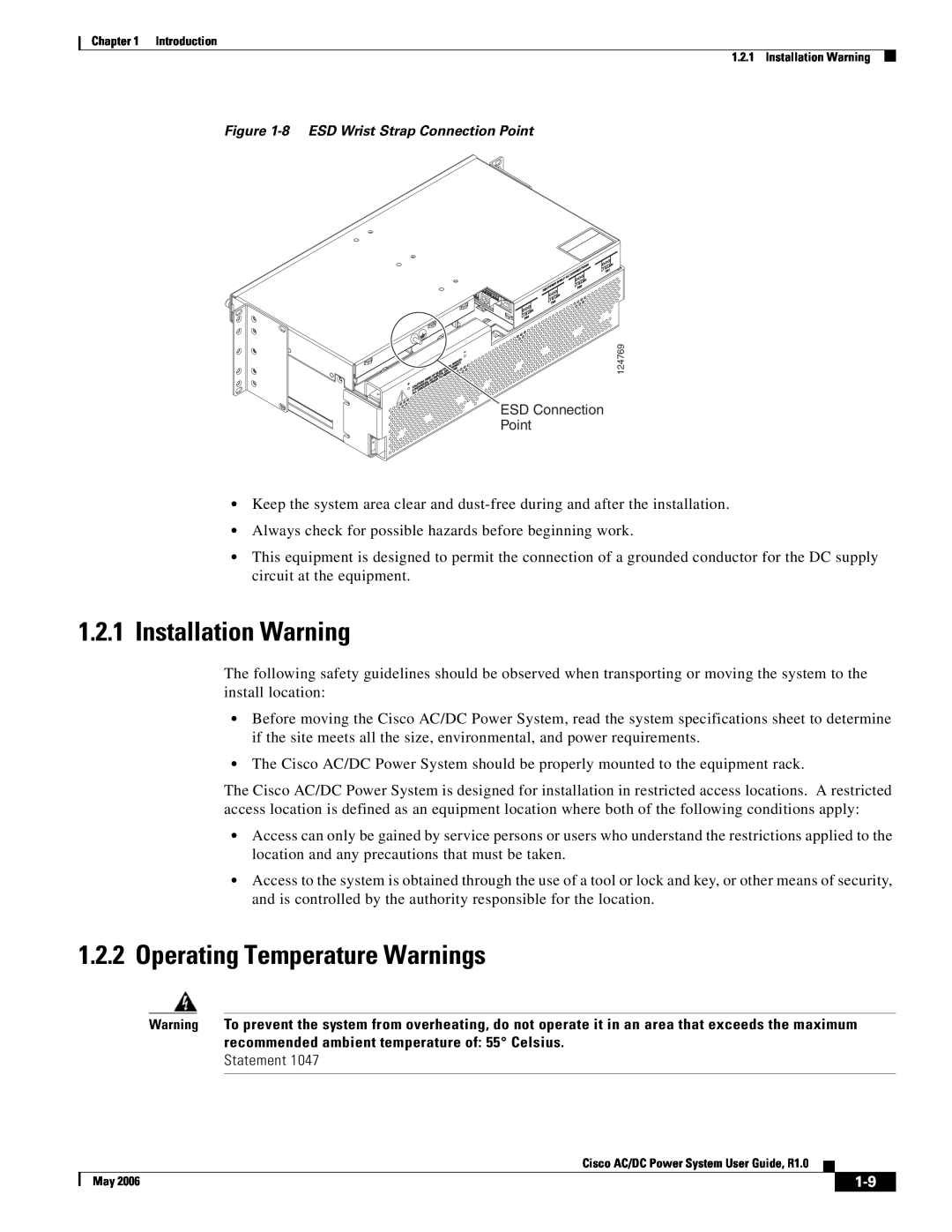 Cisco Systems 124778, 124792, 159330 manual Installation Warning, Operating Temperature Warnings 