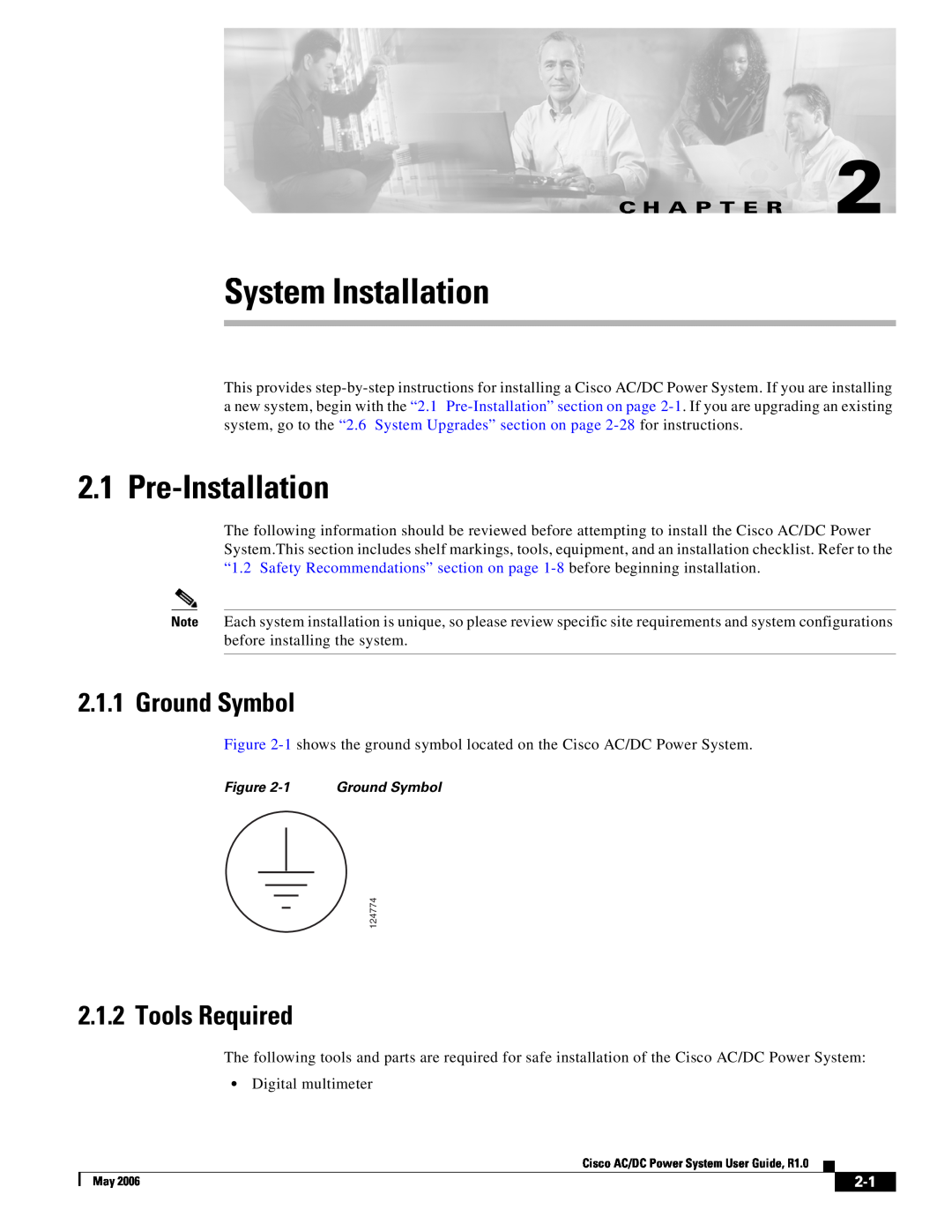 Cisco Systems 159330, 124792, 124778 System Installation, Pre-Installation, Ground Symbol, Tools Required, C H A P T E R 