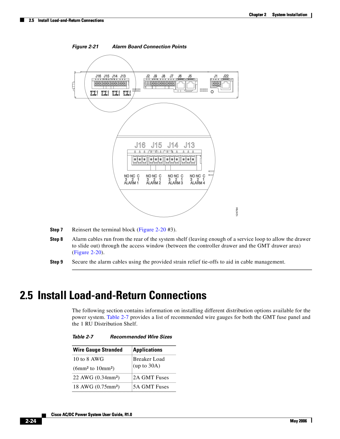 Cisco Systems 124778, 124792, 159330 manual Install Load-and-Return Connections, 2-24, Wire Gauge Stranded, Applications 