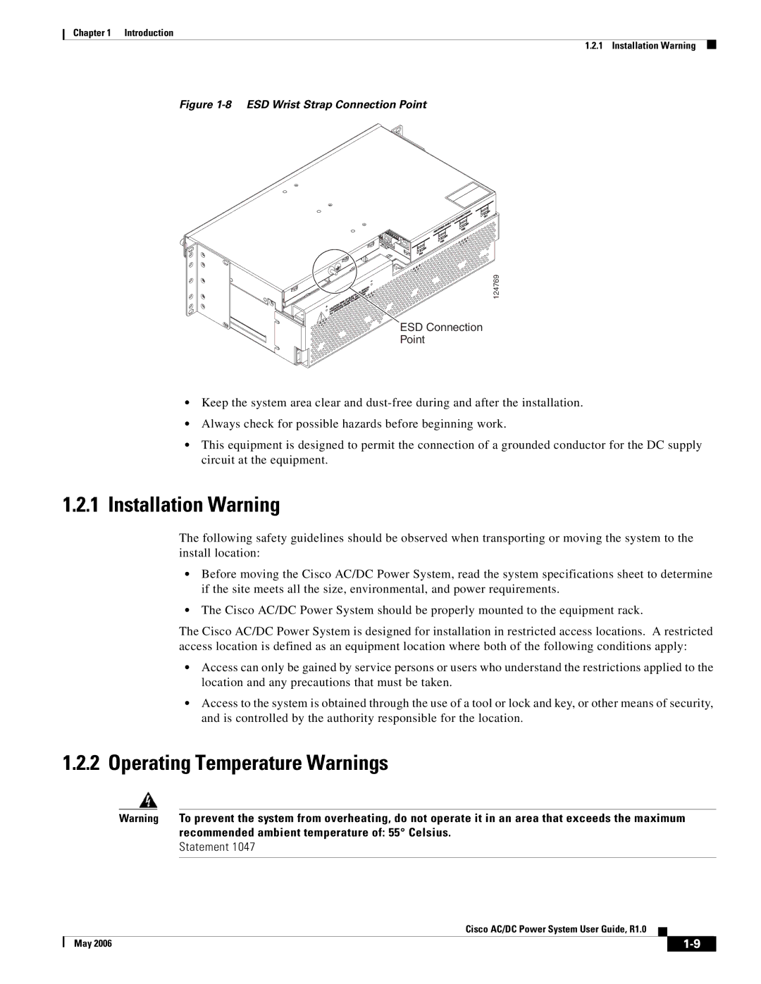 Cisco Systems 124778, 124792, 159330 manual Installation Warning, Operating Temperature Warnings 