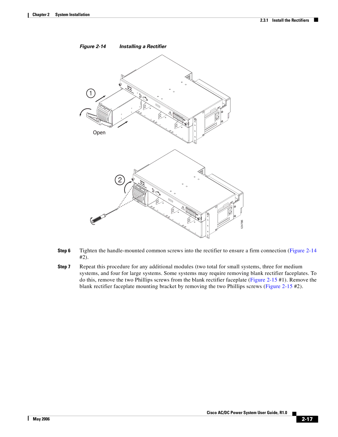 Cisco Systems 124792, 124778, 159330 manual Installing a Rectifier 