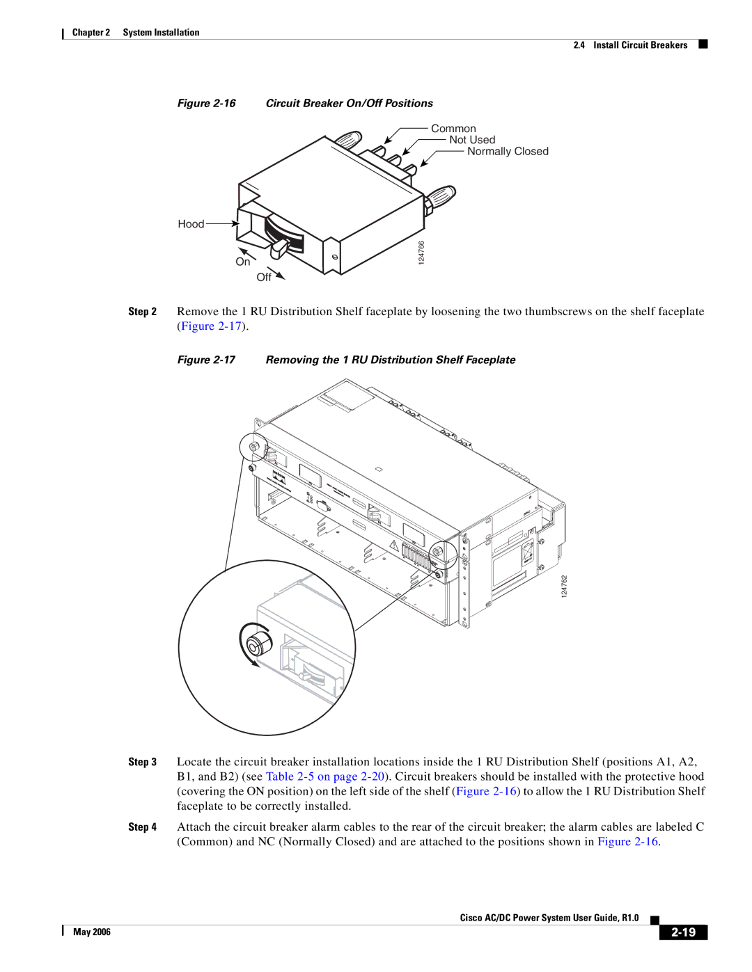 Cisco Systems 159330, 124792, 124778 manual Circuit Breaker On/Off Positions 