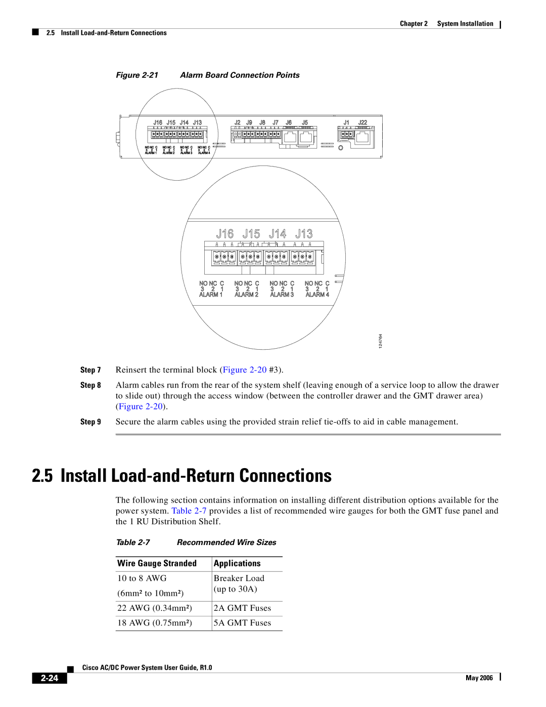 Cisco Systems 124778, 124792, 159330 manual Install Load-and-Return Connections, Wire Gauge Stranded Applications 