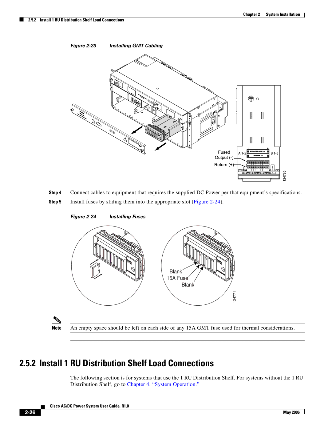 Cisco Systems 124792, 124778, 159330 manual Install 1 RU Distribution Shelf Load Connections, Installing GMT Cabling 