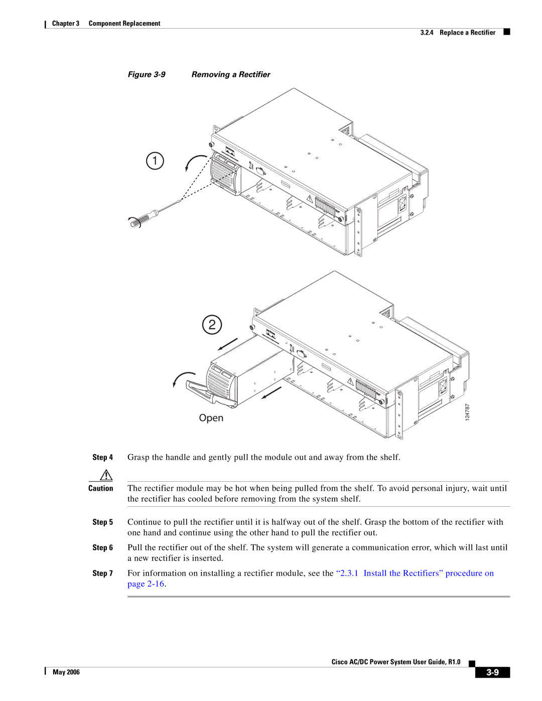 Cisco Systems 124778, 124792, 159330 manual Removing a Rectifier 