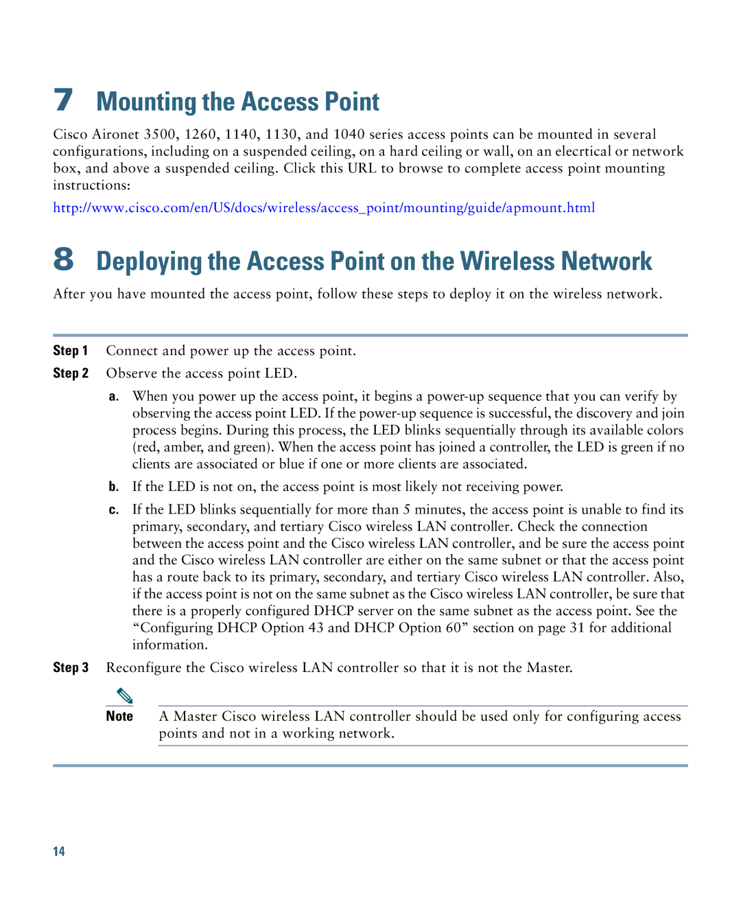 Cisco Systems 1260 specifications Mounting the Access Point, Deploying the Access Point on the Wireless Network 