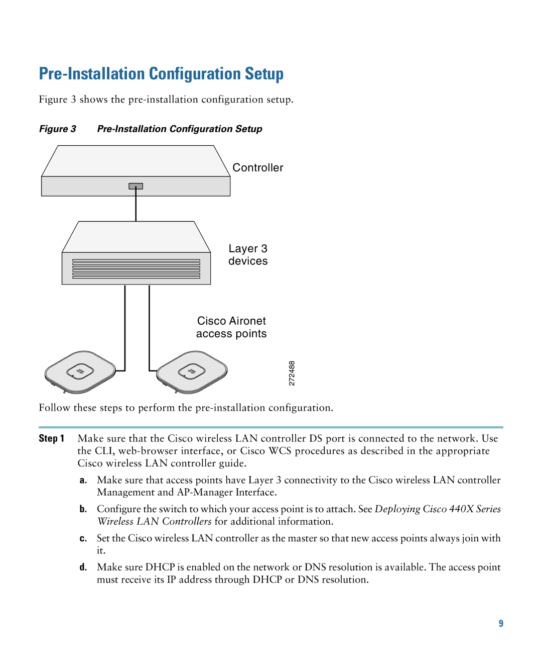 Cisco Systems 1260 Pre-Installation Configuration Setup, Controller Layer 3 devices Cisco Aironet access points 