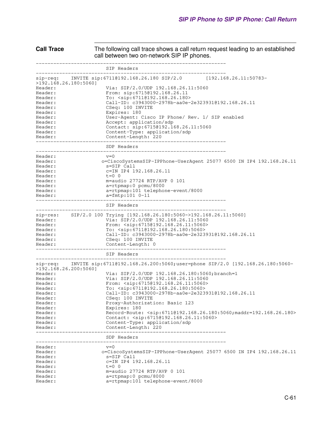 Cisco Systems 1.3.0 manual Call between two on-network SIP IP phones 