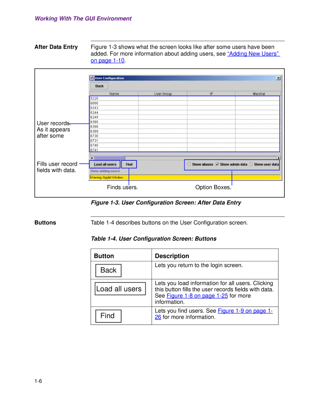 Cisco Systems 1.3.0 manual User Configuration Screen Buttons 