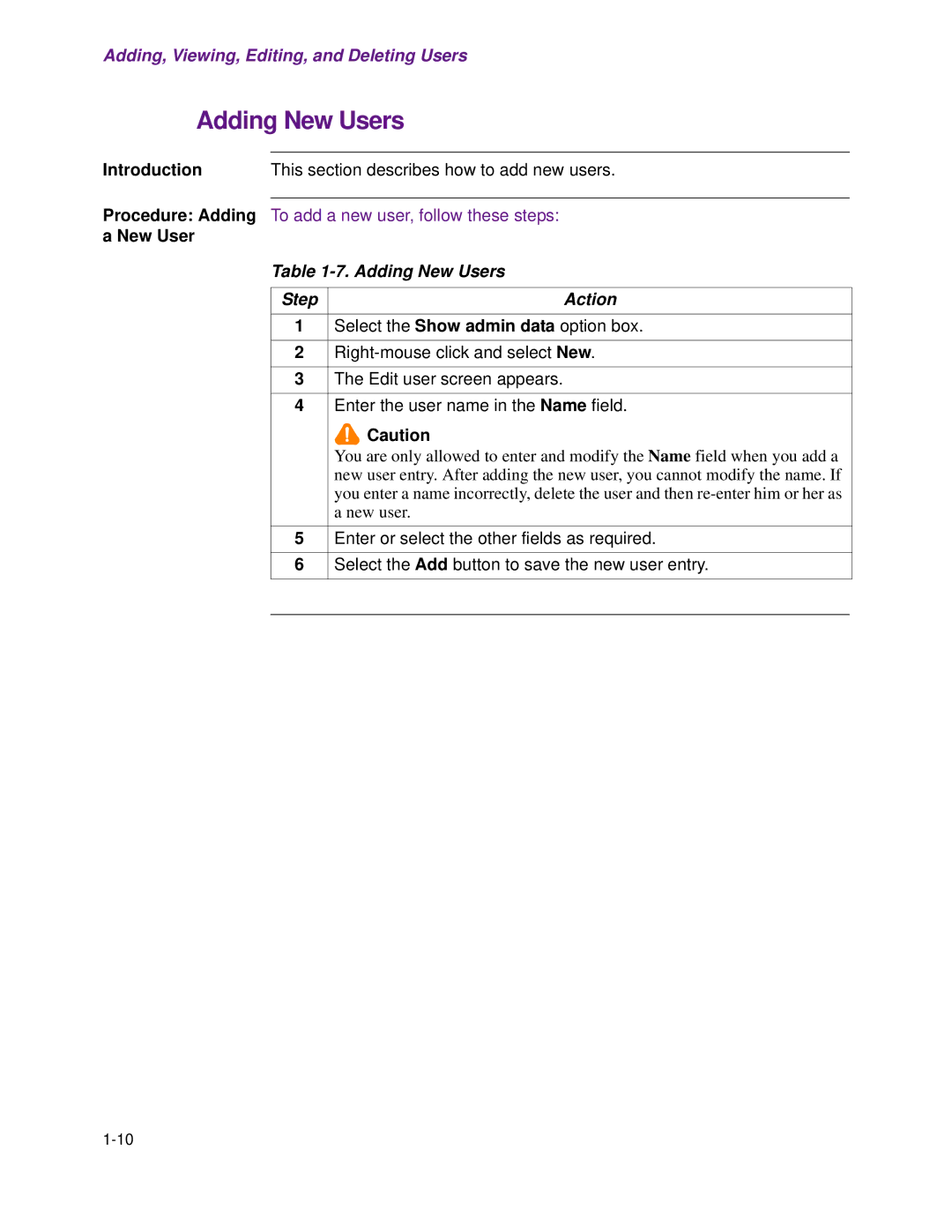 Cisco Systems 1.3.0 manual Adding New Users Step 